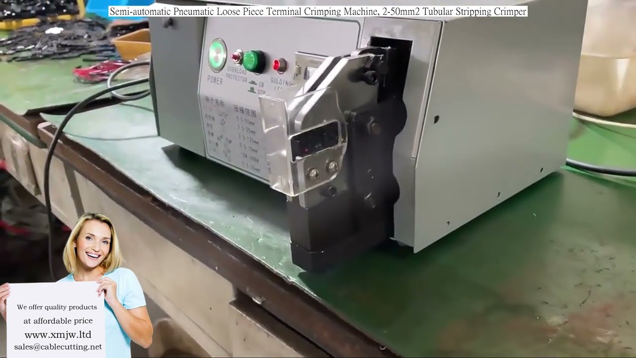 Poloautomatický pneumatický krimpovací stroj na volné koncovky, 2-50mm² – odizolování a krimpování trubiček