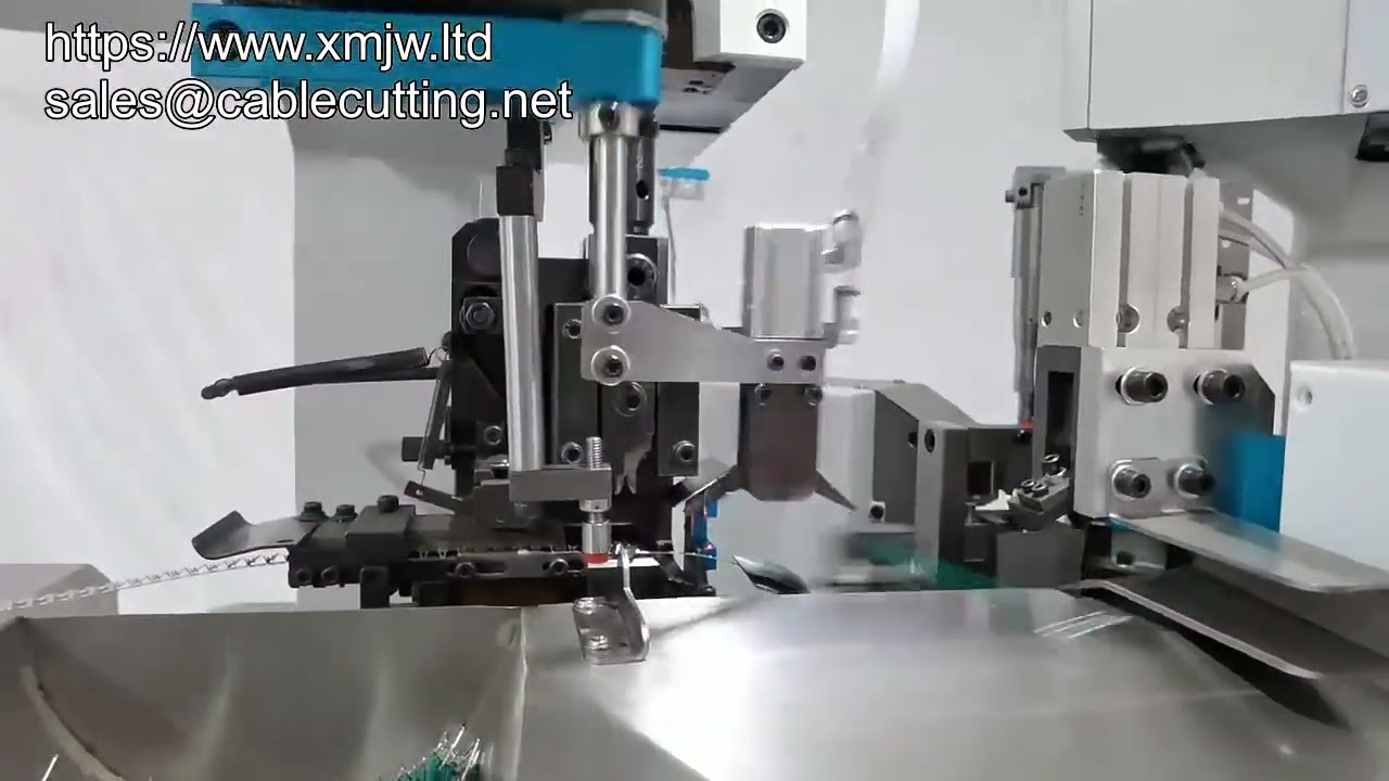 Plně automatický dvouhlavý stroj na odizolování, řezání a krimpování kabelů